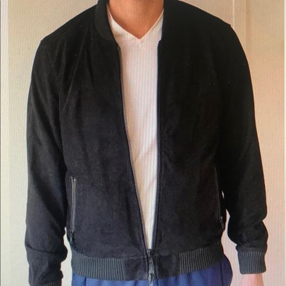 DSTLD Men’s Suede Bomber Jacket in Black